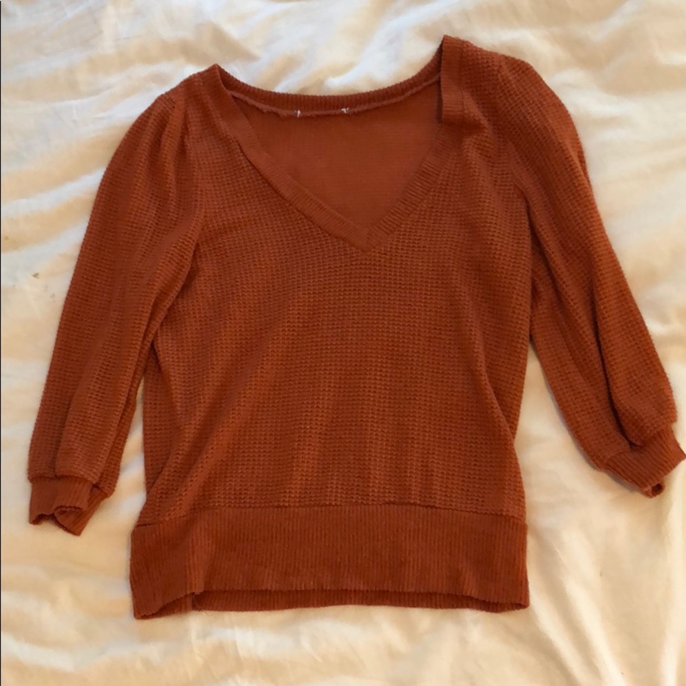 Burnt Orange Quarter-Sleeve Sweater